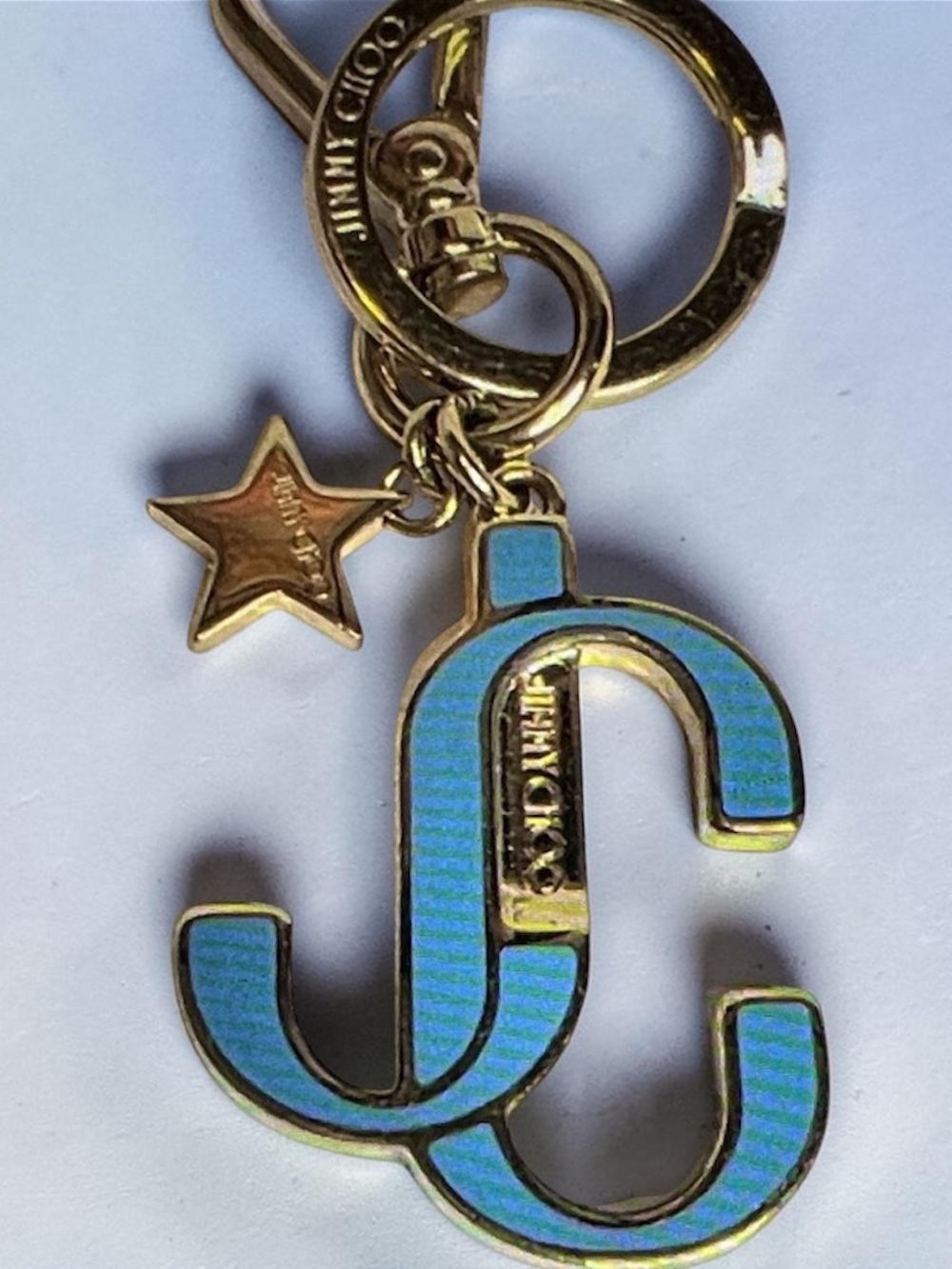 Jimmy Choo enamel logo keychain bag charm